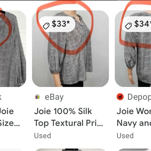 JOIE SILK BLACK GEOMETRIC BLOUSE - Picture 3 of 3